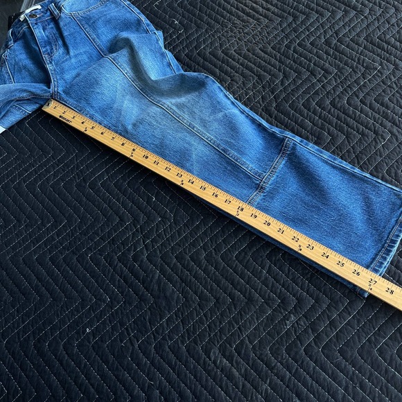 Bootbarn Cleo + Wolf Jeans Womens Size 25x27 Blue High Rise Straight Seamed NEW - Picture 14 of 15